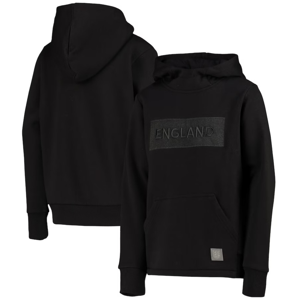Kids England Tonal Wordmark Hoodie - Black 10-11